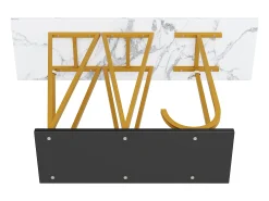 Mesa consola con patas de metal dorado - Tapa efecto mármol 120 x 29,5 x 80 cm