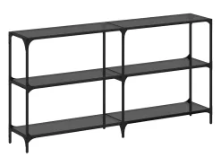 Mesa consola con superficie de vidrio negro acero 158,5x30x81cm
