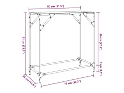 Mesa consola con superficie de vidrio negro acero 80x35x81 cm