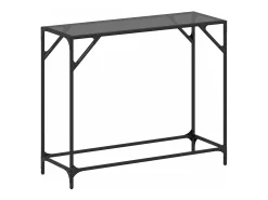 Mesa consola con superficie de vidrio negro acero 98x35x81 cm ES414777