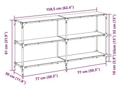 Mesa consola con superficie de vidrio negro acero 158,5x30x81cm