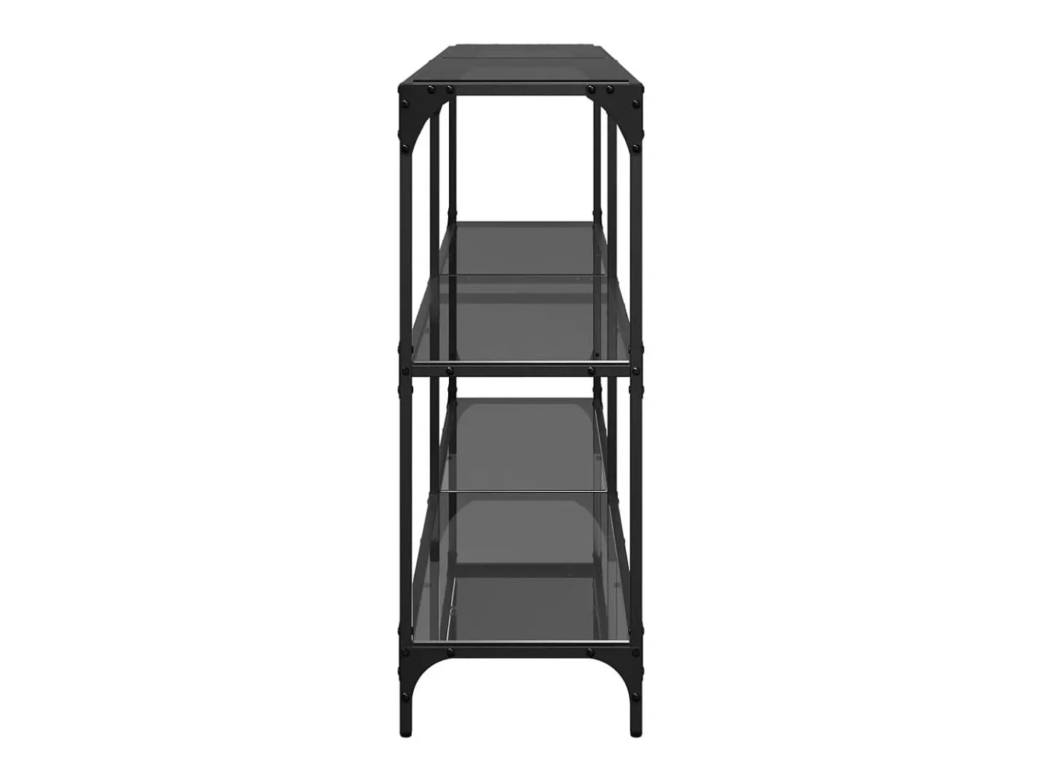 Mesa consola con superficie de vidrio negro acero 158,5x30x81cm