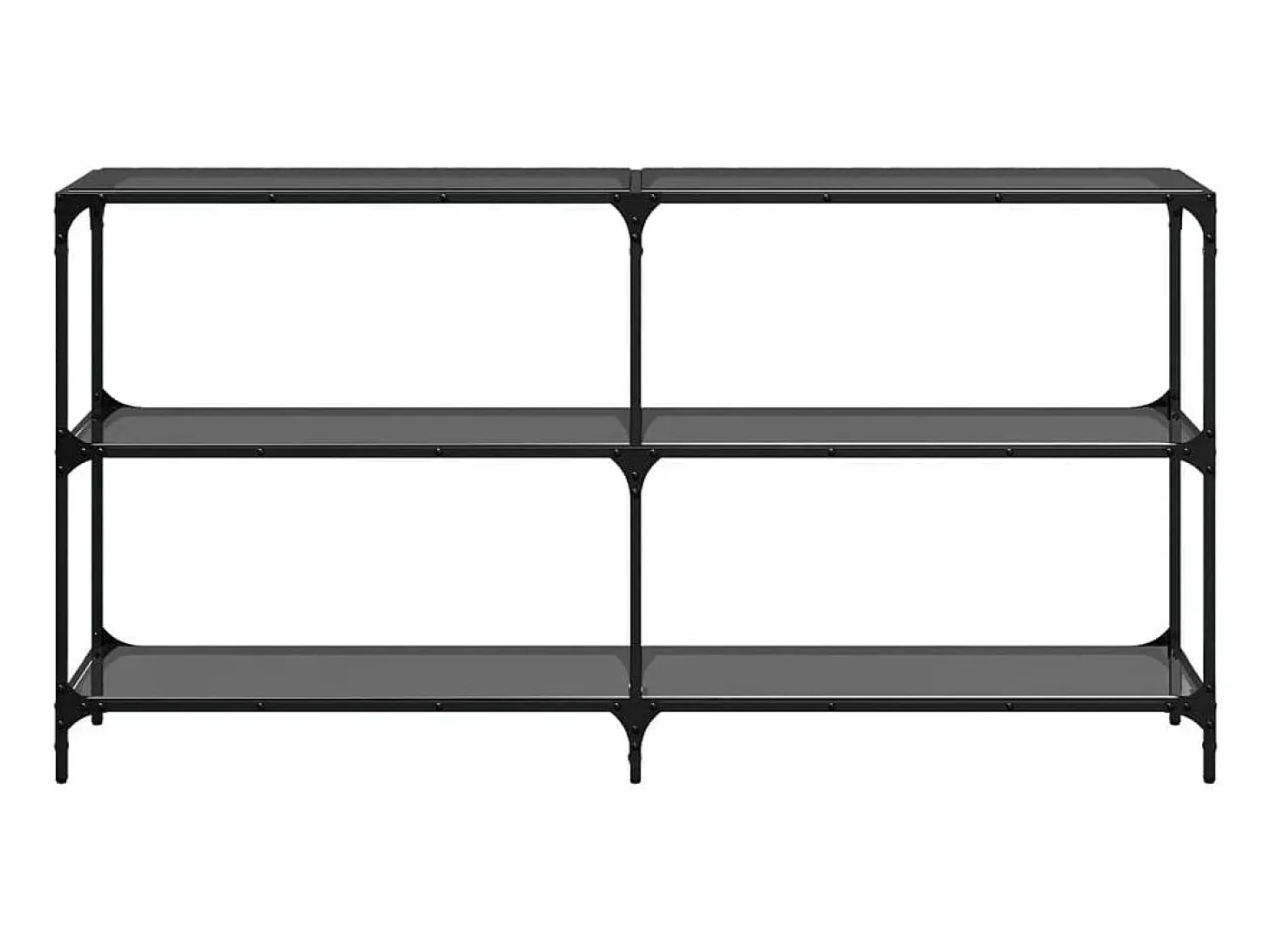 Mesa consola con superficie de vidrio negro acero 158,5x30x81cm