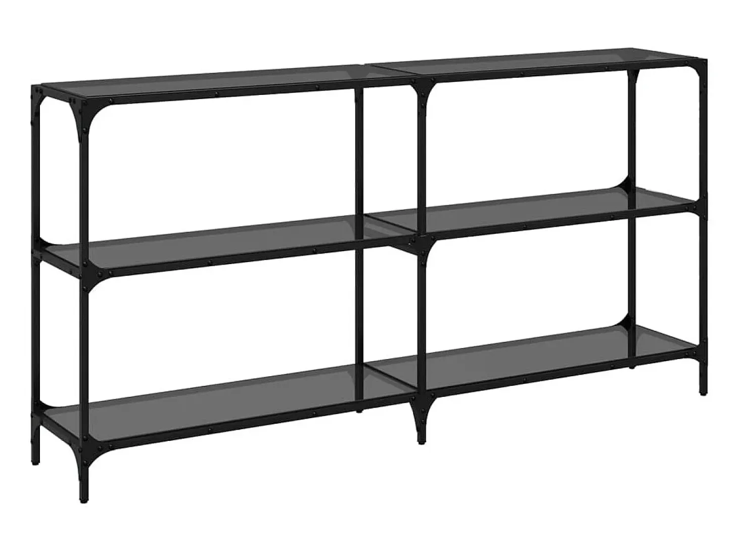 Mesa consola con superficie de vidrio negro acero 158,5x30x81cm