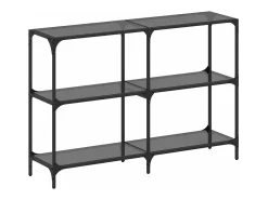 Mesa consola con superficie de vidrio negro acero 118,5x30x81cm ES642165
