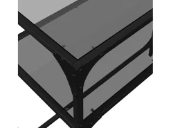 Mesa consola con superficie de vidrio negro acero 98x35x81 cm
