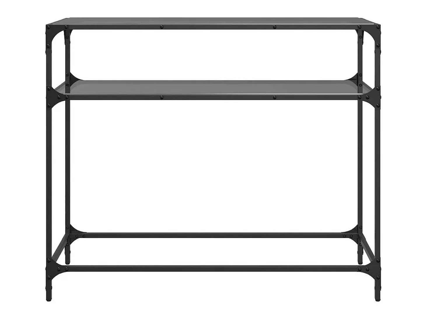Mesa consola con superficie de vidrio negro acero 98x35x81 cm