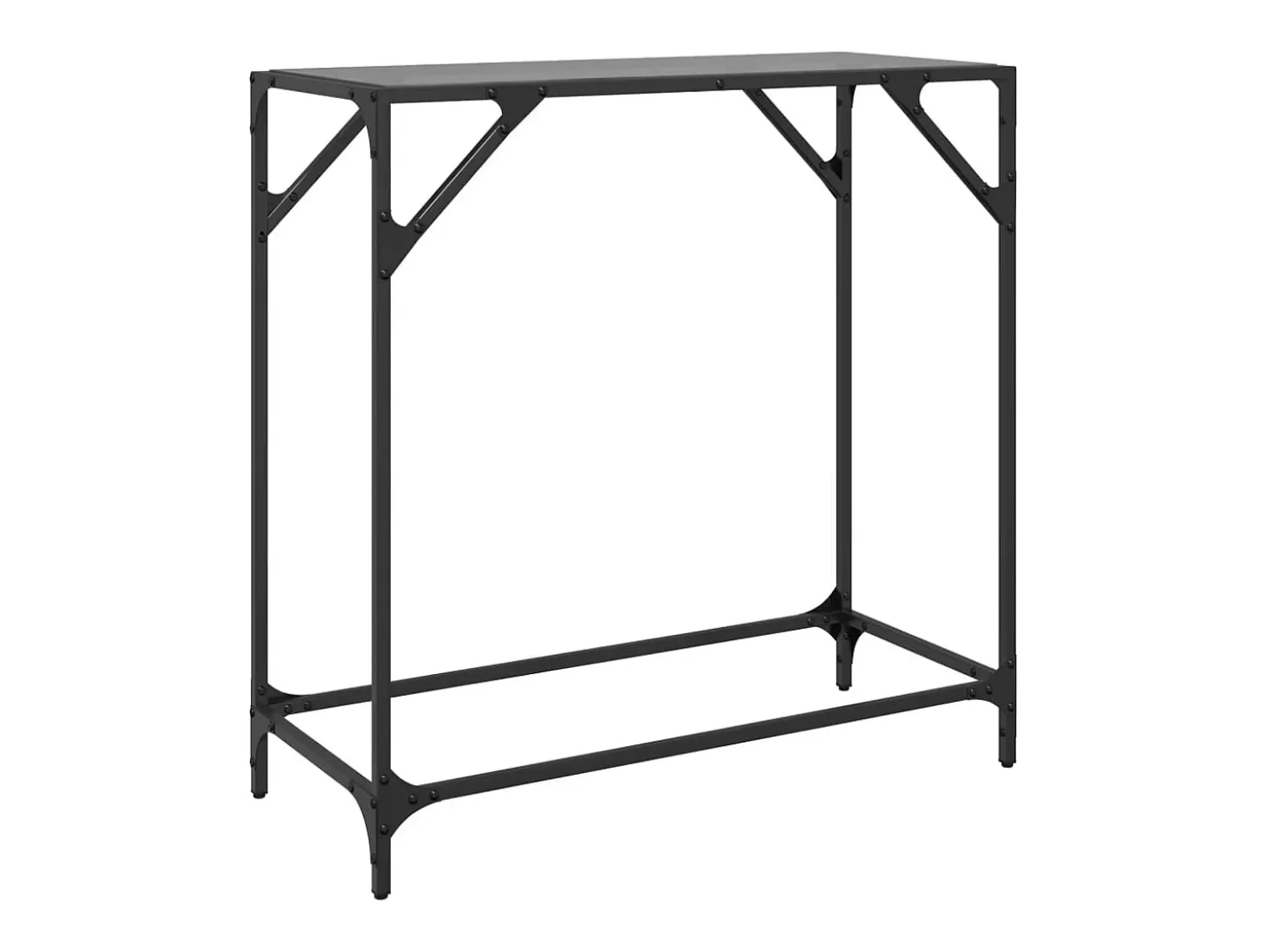 Mesa consola con superficie de vidrio negro acero 80x35x81 cm