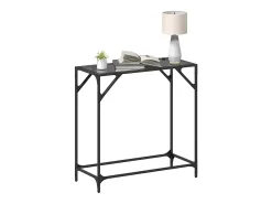 Mesa consola con superficie de vidrio negro acero 80x35x81 cm
