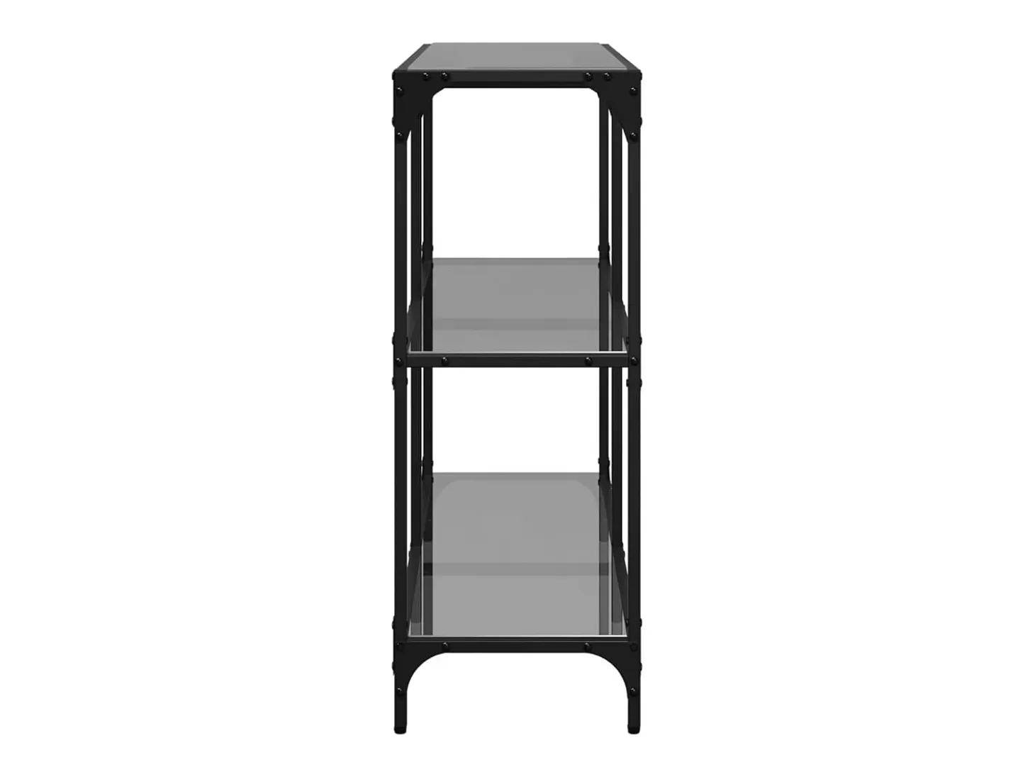 Mesa consola con superficie de vidrio negro acero 98x30x81 cm ES905339