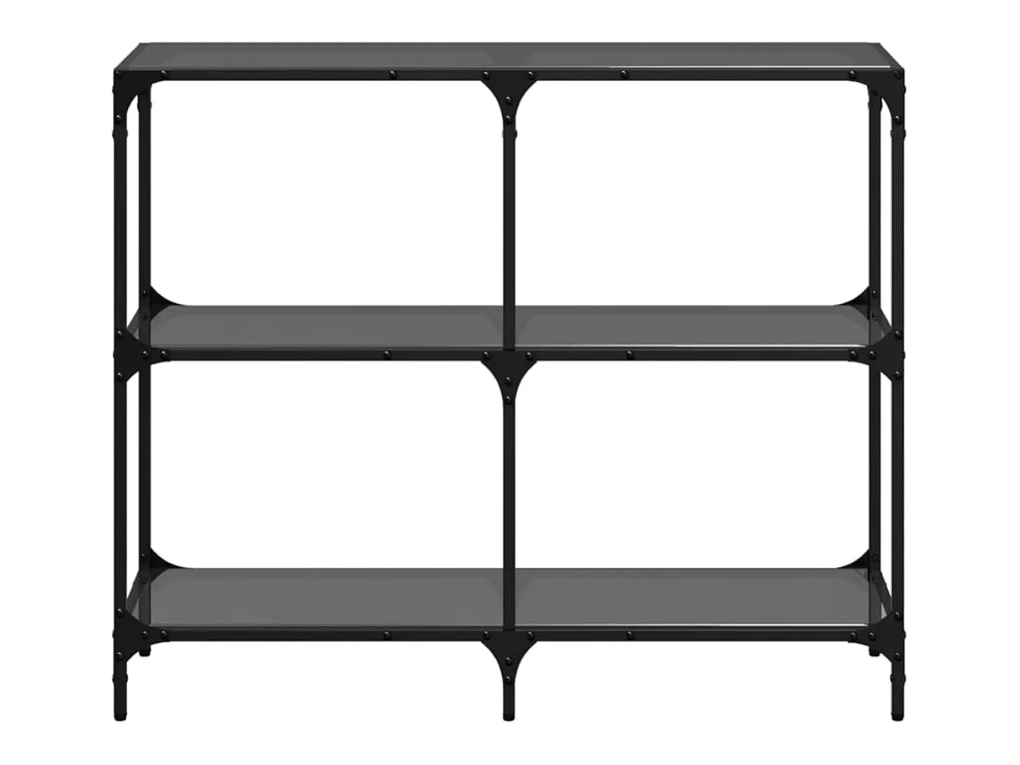 Mesa consola con superficie de vidrio negro acero 98x30x81 cm ES905339