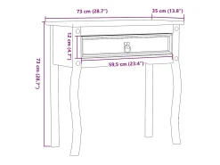 Mesa consola Corona madera maciza de pino 73x35x73 cm