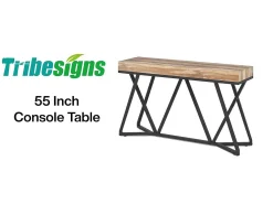 Mesa consola de 140 cm, mesa de entrada de madera con base de metal única, mesa de centro, mesa de vestíbulo, mesa auxiliar industrial para pasillo, sala de estar, entrada