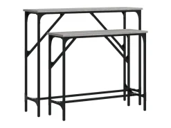 Mesa consola de 2 piezas, gris sonoma, madera de ingeniería