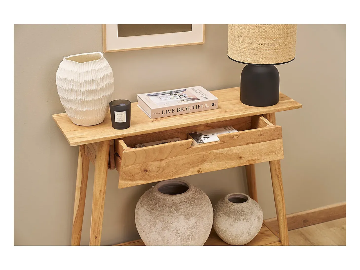 Mesa consola de acacia maciza 90 cm FRANKLIN