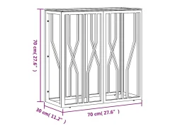 Mesa consola de acero inoxidable y vidrio dorada 70x30x70 cm