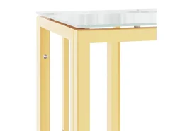 Mesa consola de acero inoxidable y vidrio dorada 70x30x70 cm