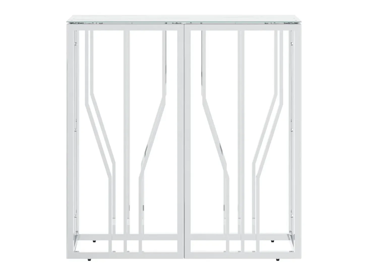 Mesa consola de acero inoxidable y vidrio plateada 70x30x70 cm
