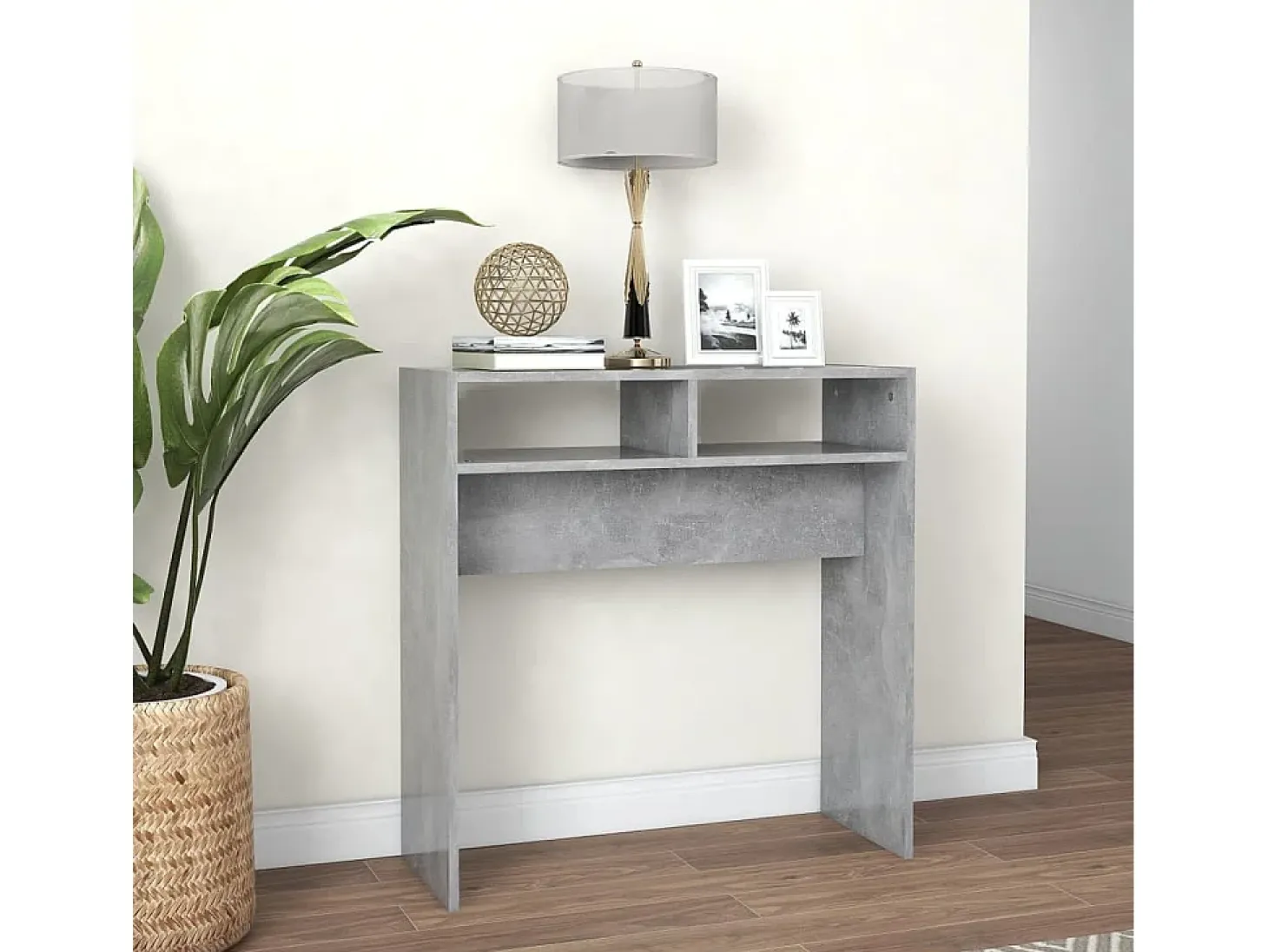 Mesa consola de aglomerado gris hormigón 78x30x80 cm