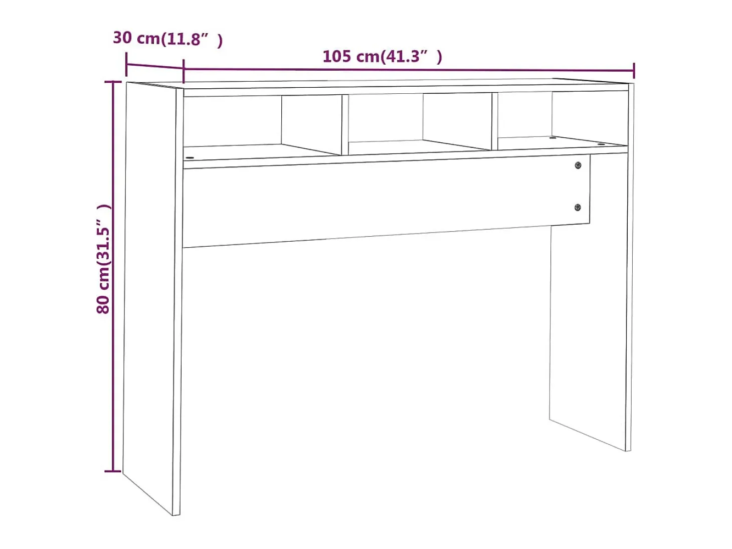 Mesa consola de aglomerado gris hormigón 105x30x80 cm