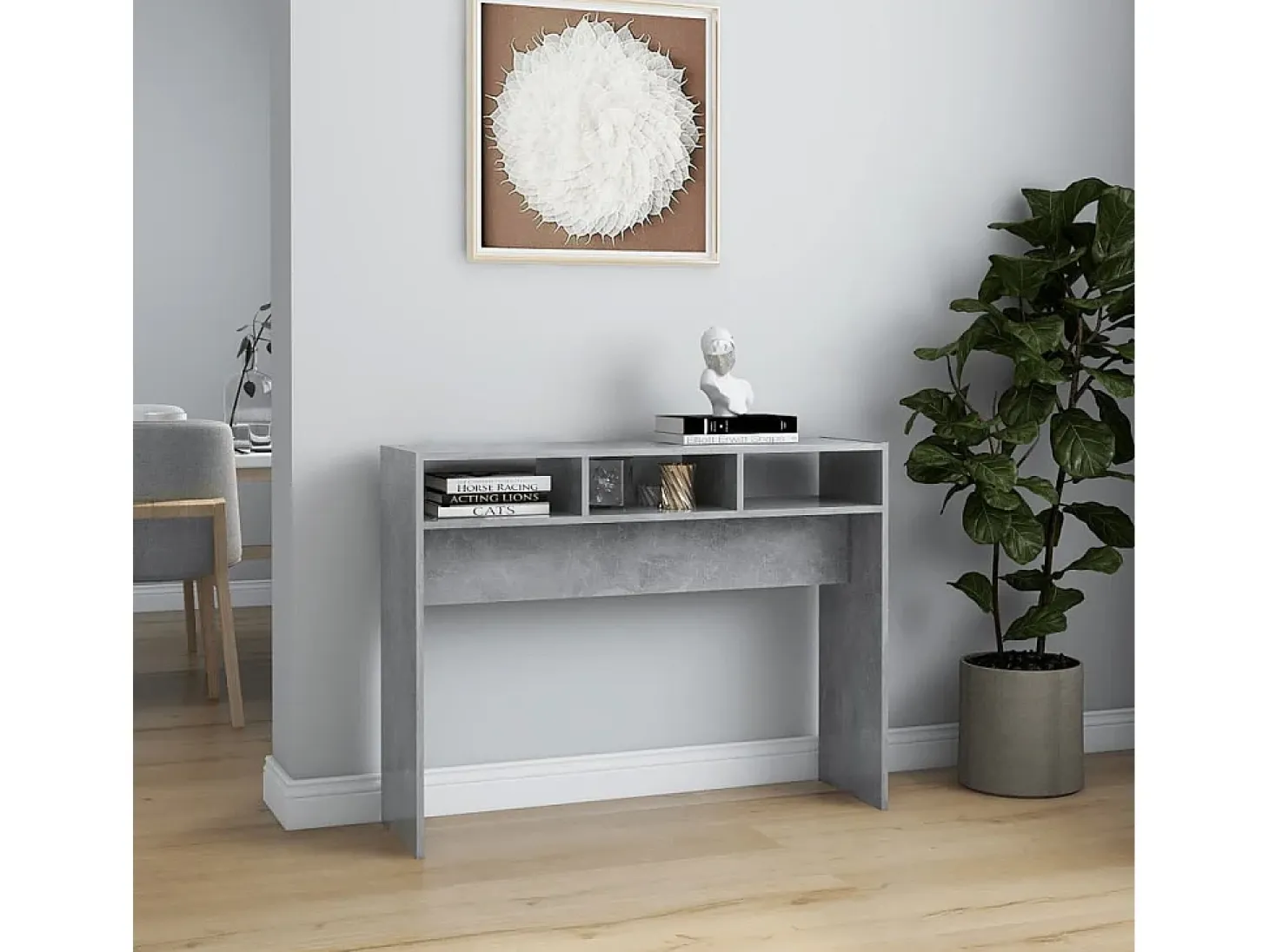 Mesa consola de aglomerado gris hormigón 105x30x80 cm