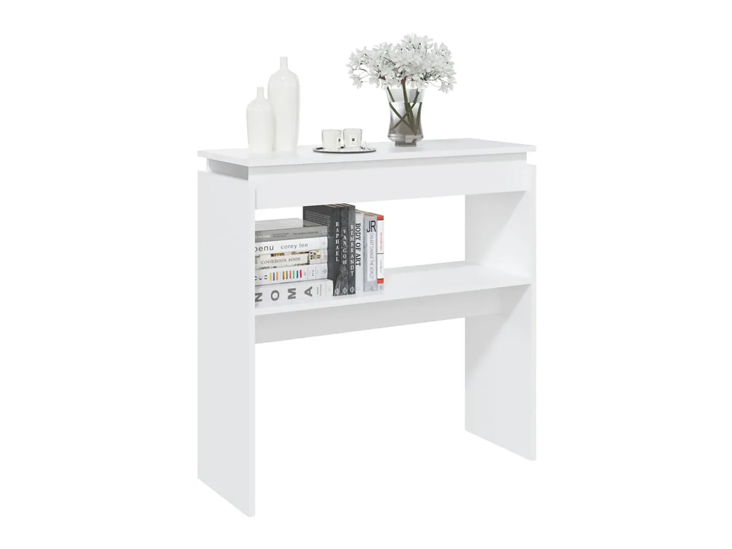 Mesa consola de aglomerado blanco 80x30x80 cm