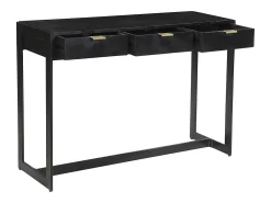 Mesa consola de diseño con cajones negros y dorados 115 cm AVIDAN