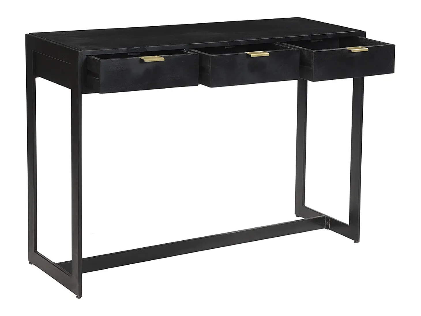 Mesa consola de diseño con cajones negros y dorados 115 cm AVIDAN