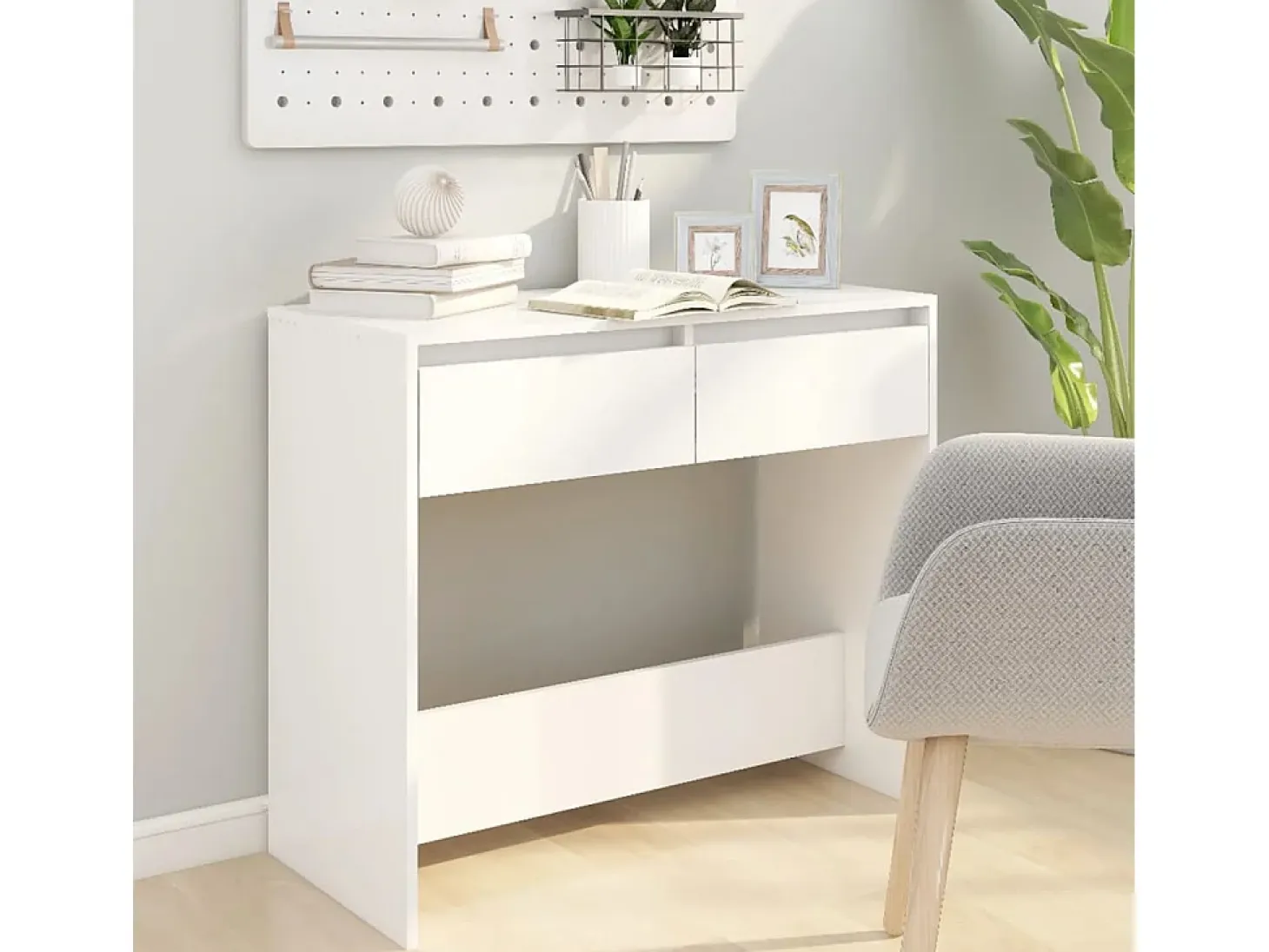 Mesa consola de madera contrachapada blanco 89x41x76,5 cm
