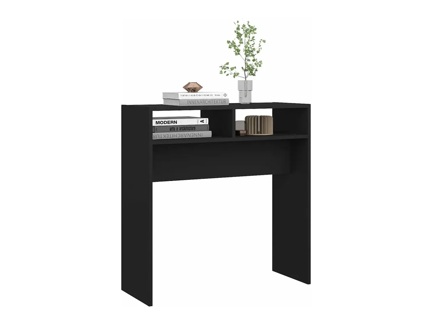 Mesa consola de madera contrachapada negro 78x30x80 cm