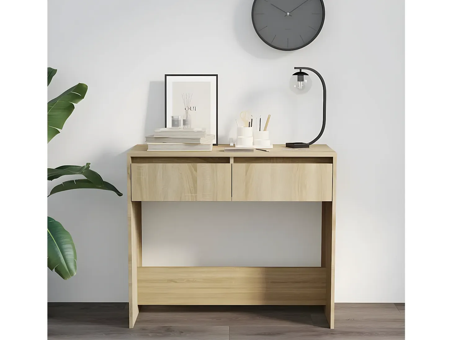 Mesa consola de madera contrachapada roble Sonoma 89x41x76,5 cm ES476672