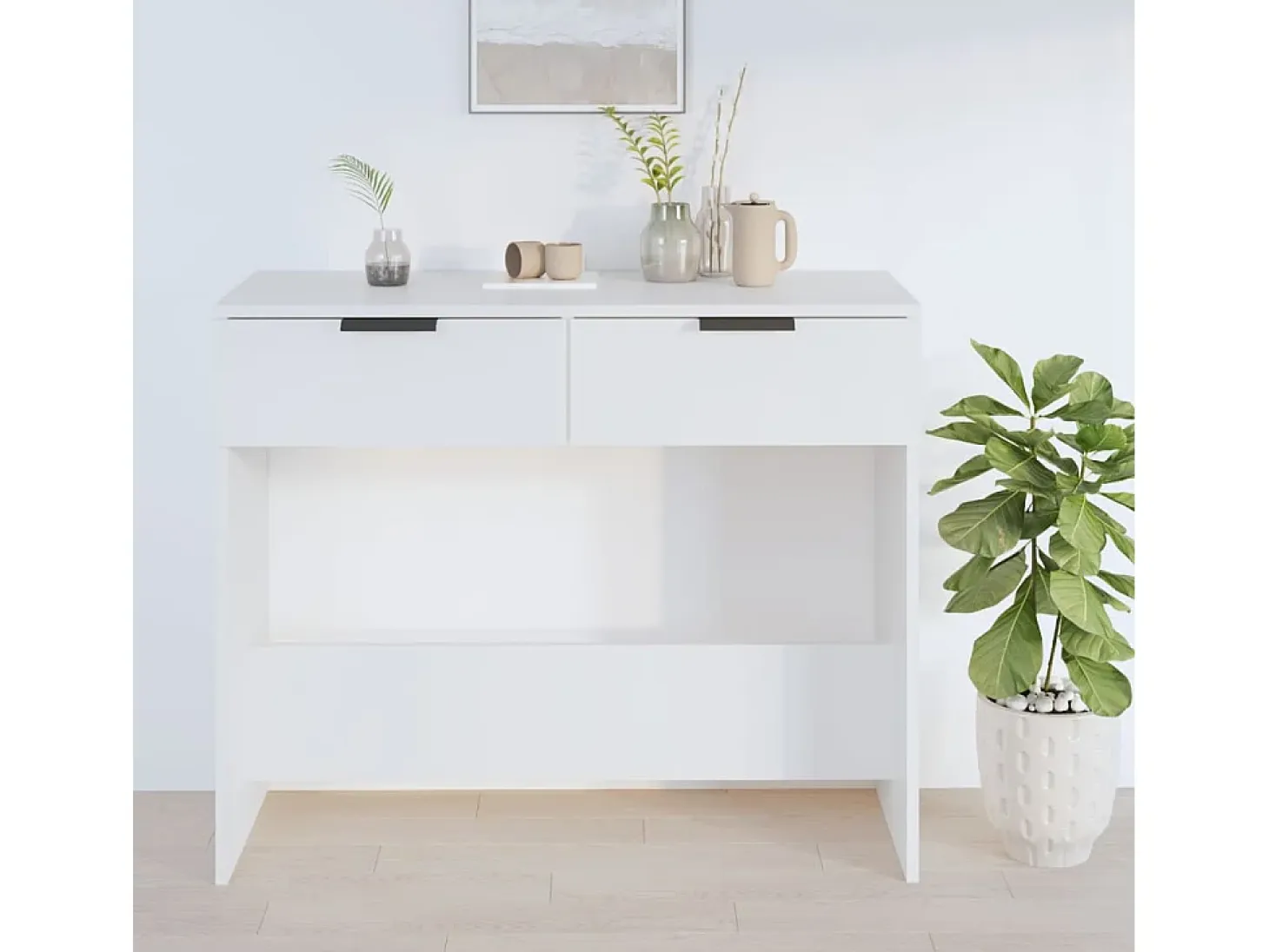 Mesa consola de madera contrachapada blanco 90x36x75 cm