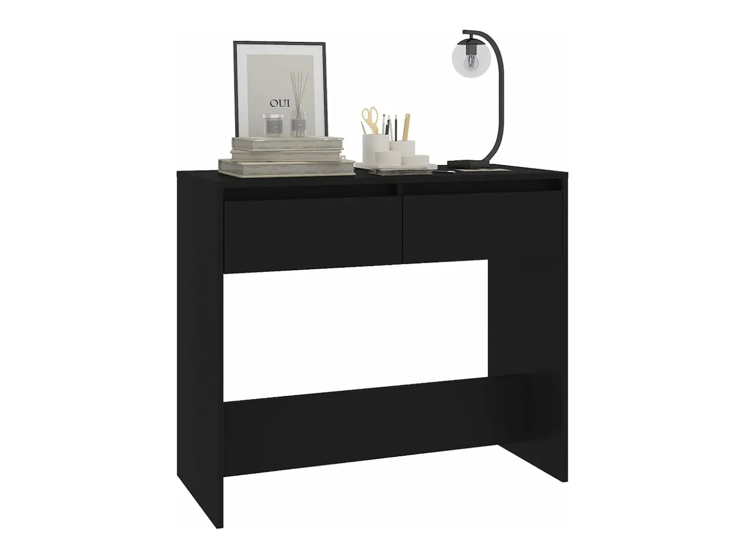 Mesa consola de madera contrachapada negro 89x41x76,5 cm