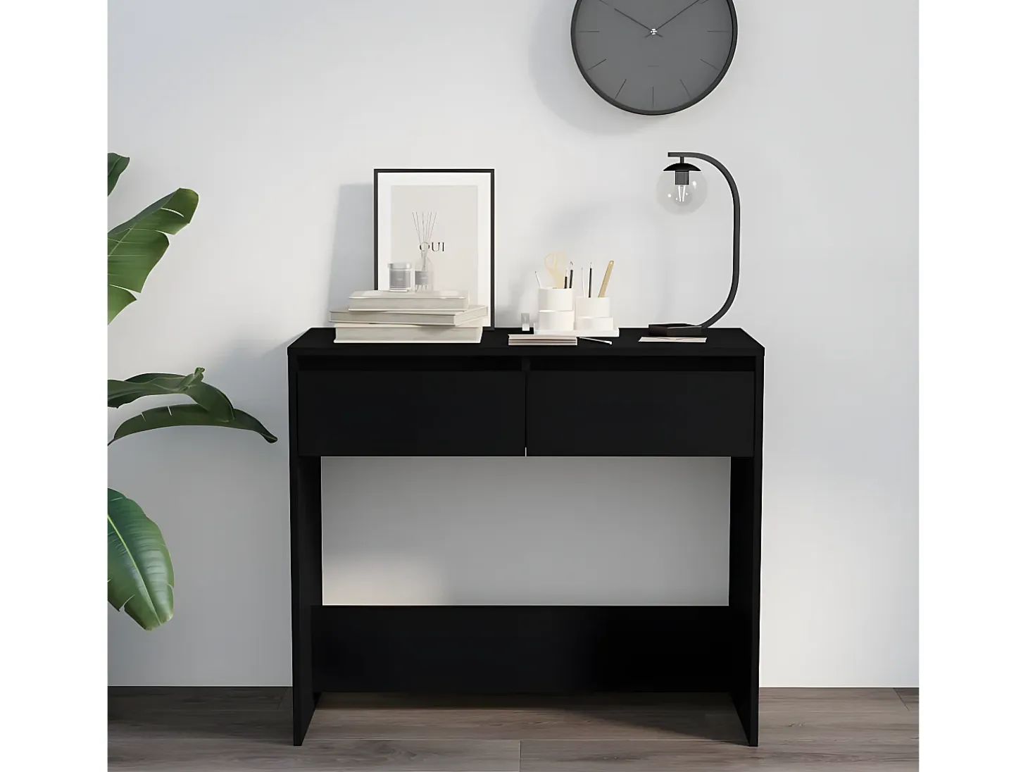 Mesa consola de madera contrachapada negro 89x41x76,5 cm