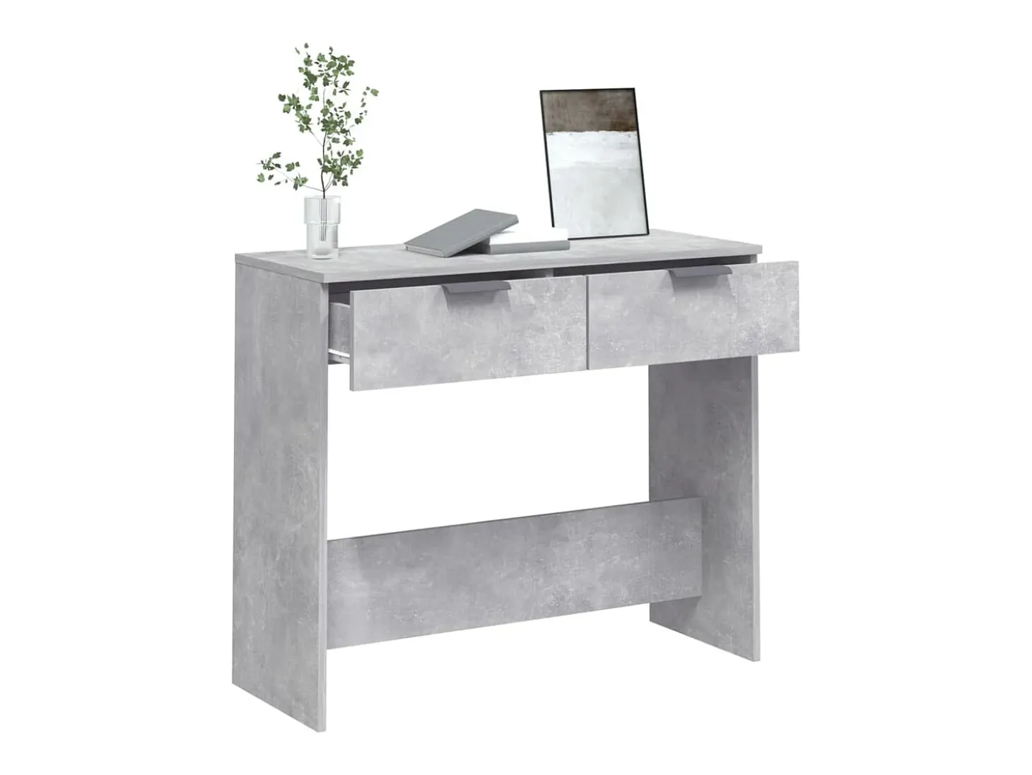 Mesa consola de madera contrachapada gris hormigón 90x36x75 cm