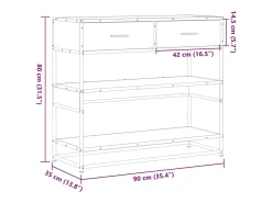 Mesa consola de madera contrachapada negro 90x35x80 cm