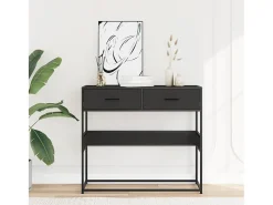 Mesa consola de madera contrachapada negro 90x35x80 cm