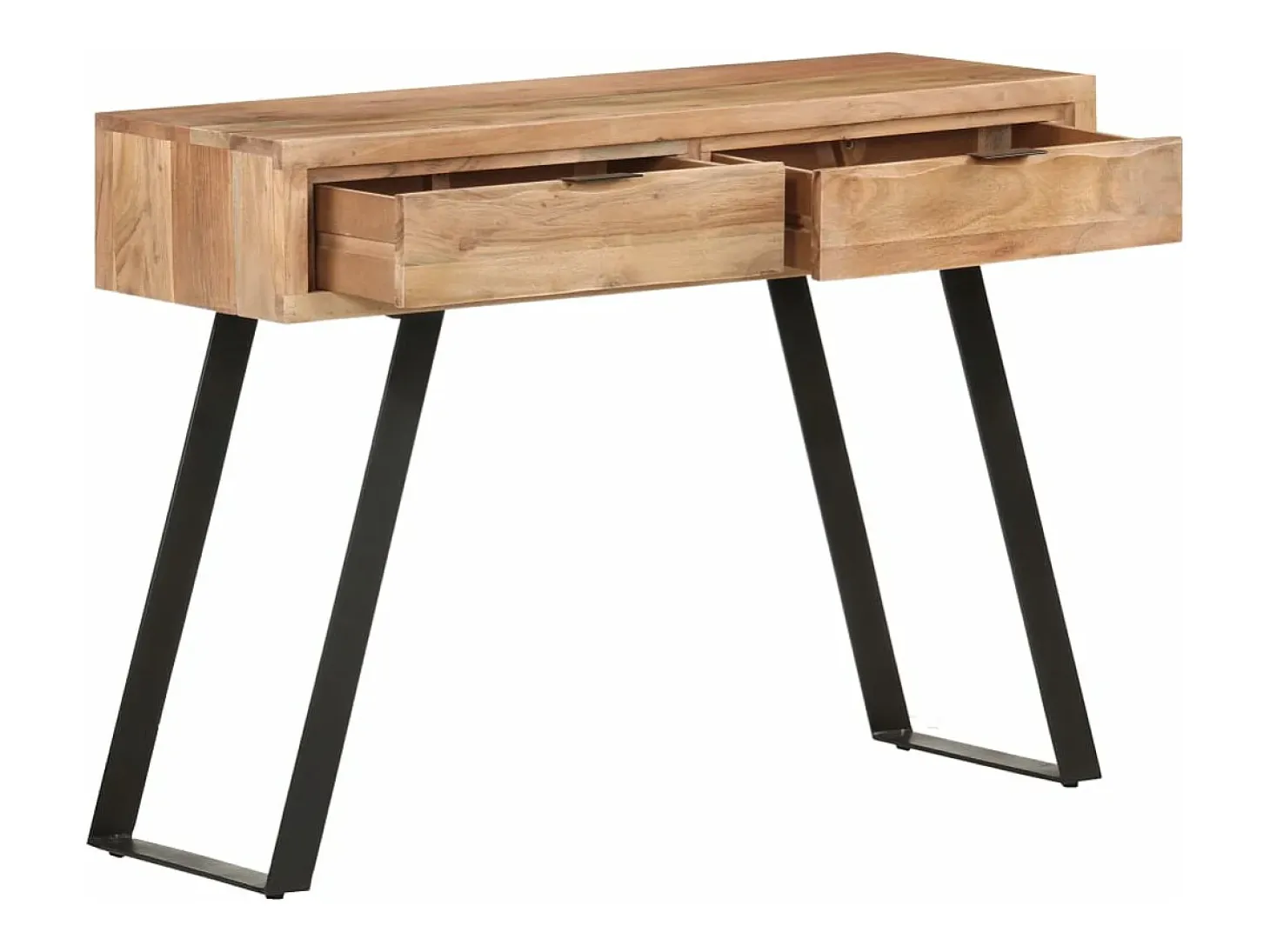 Mesa consola de madera de acacia bordes naturales 100x35x76 cm