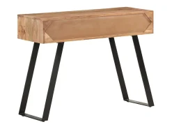 Mesa consola de madera de acacia bordes naturales 100x35x76 cm