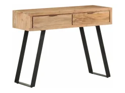 Mesa consola de madera de acacia bordes naturales 100x35x76 cm