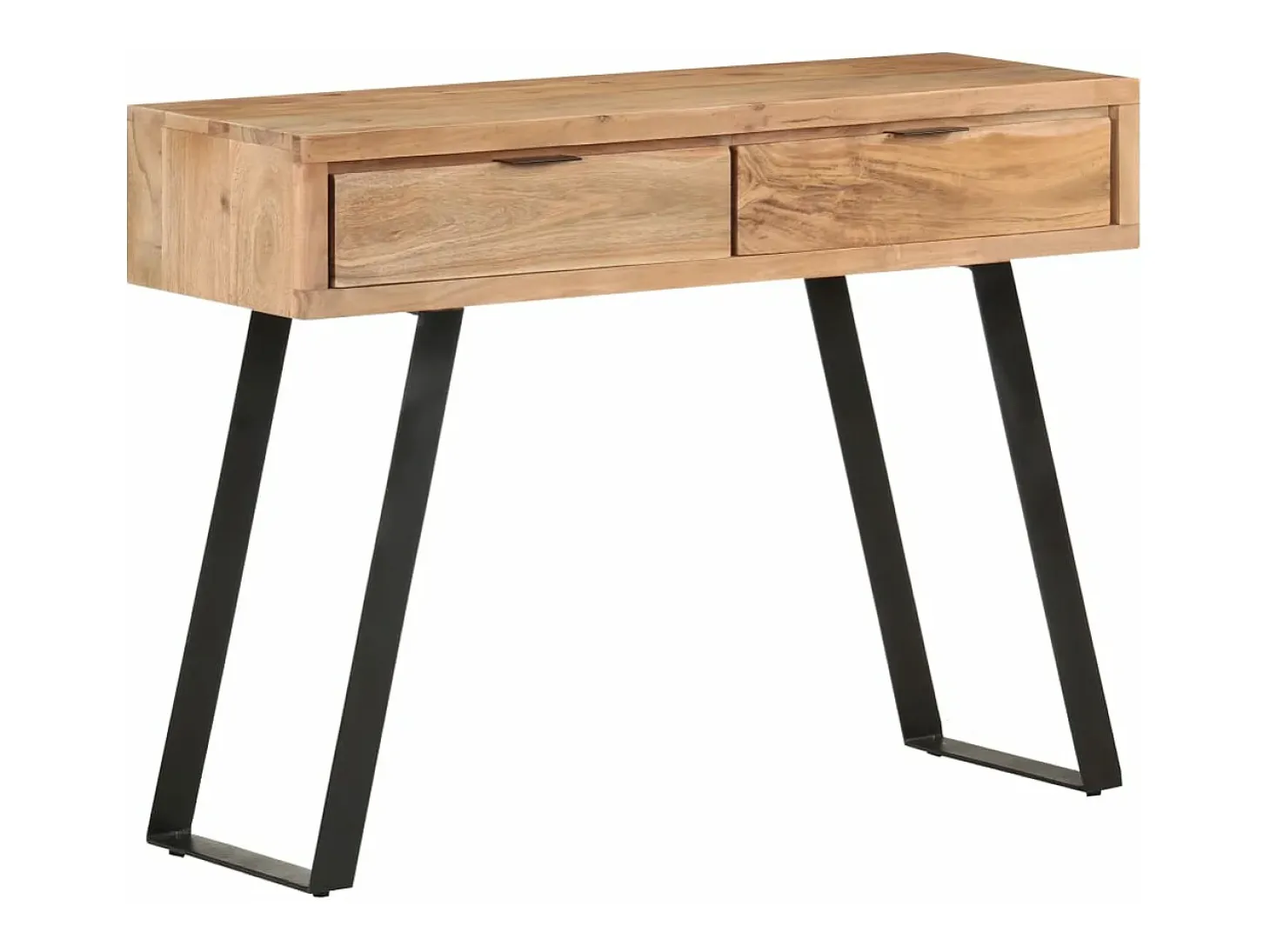 Mesa consola de madera de acacia bordes naturales 100x35x76 cm