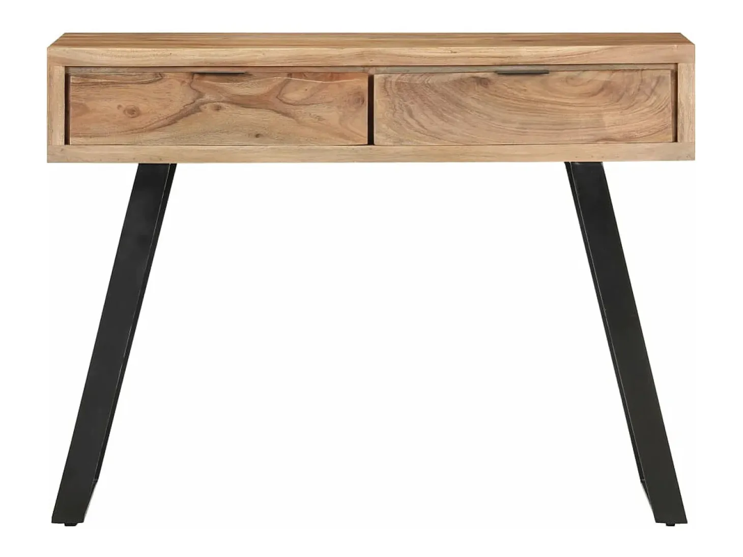 Mesa consola de madera de acacia bordes naturales 100x35x76 cm