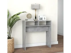 Mesa consola de madera de ingeniería gris hormigón 78x30x80 cm