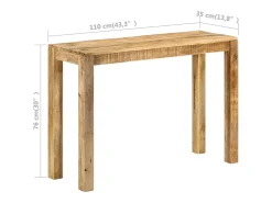 Mesa consola de madera de mango rugosa 110x35x76 cm