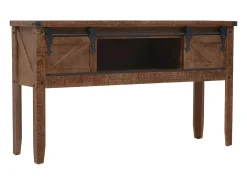 Mesa consola de madera de abeto maciza marrón 131x35,5x75 cm
