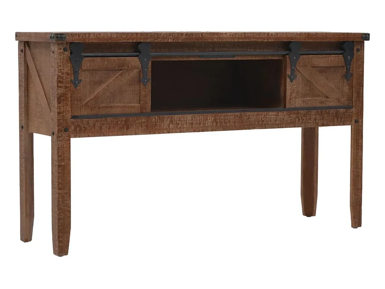 Mesa consola de madera de abeto maciza marrón 131x35,5x75 cm