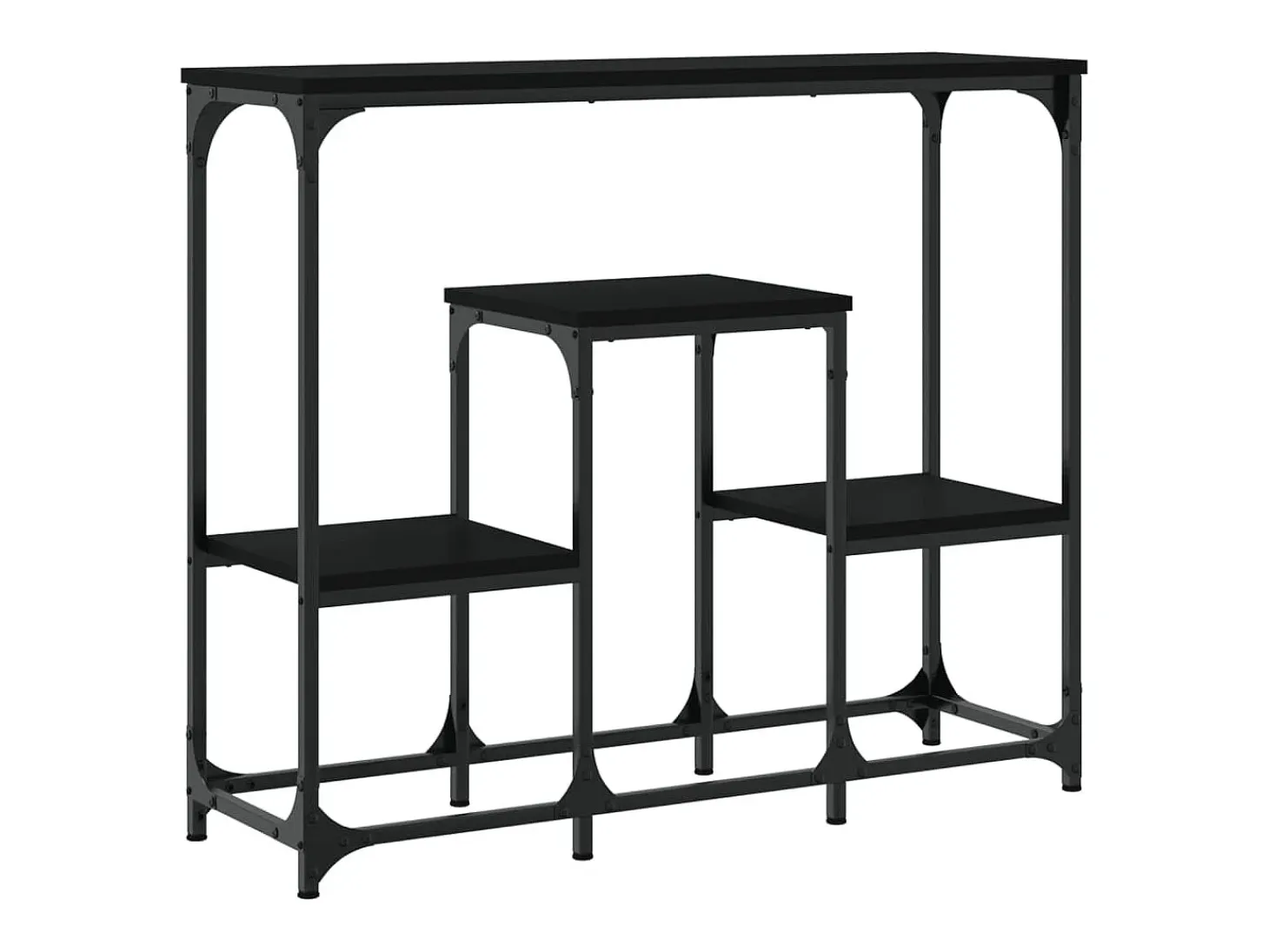 Mesa consola de madera de ingeniería negra 89,5x28x76 cm