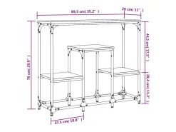 Mesa consola de madera de ingeniería negra 89,5x28x76 cm