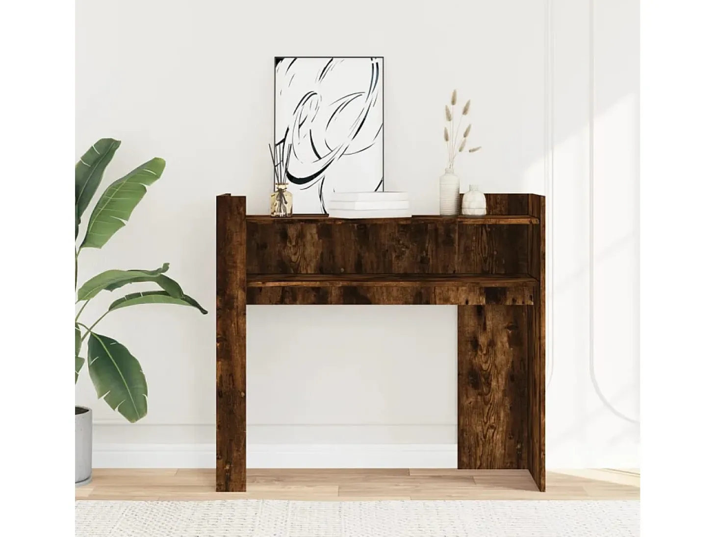 Mesa consola de madera de ingeniería roble ahumado 100x35x90 cm