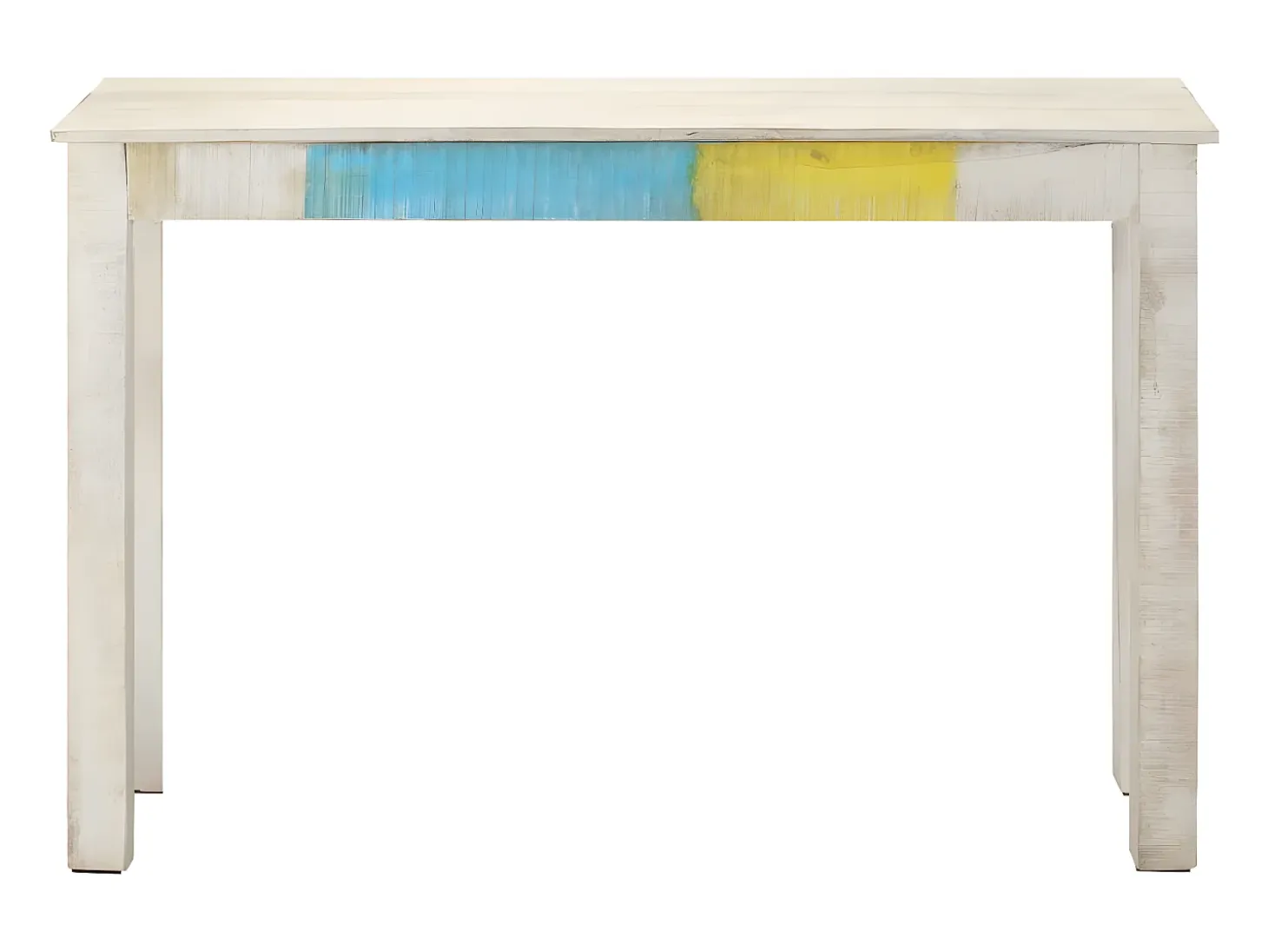 Mesa consola de madera de mango rugosa blanca 115x35x77 cm ES869480